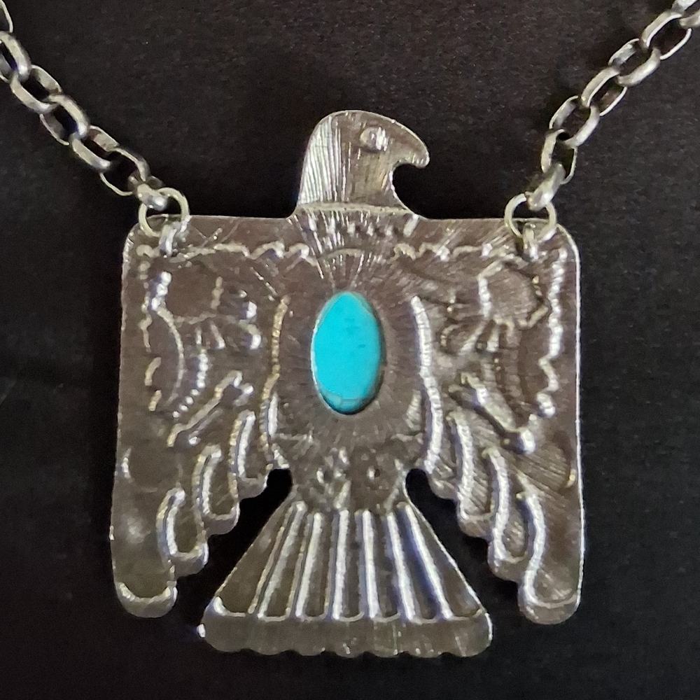 TURQUOISE THUNDERBIRD NECKLACE 18.5" - Picture 7 of 7